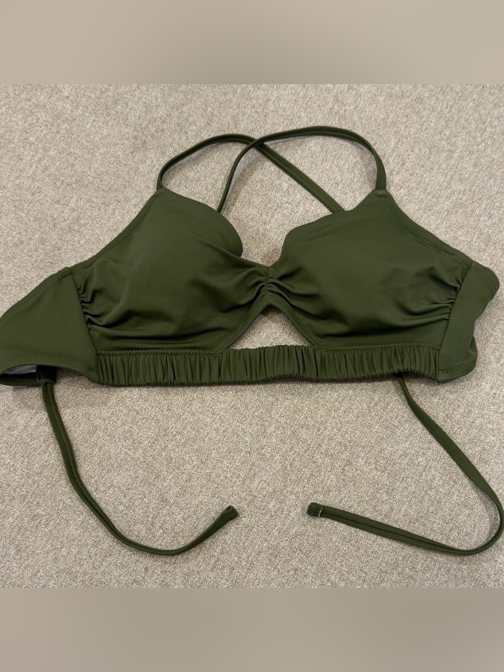 Like New Women’s Olive Green Swim Top - Shade & Shore Ruched Bikini Top 36B